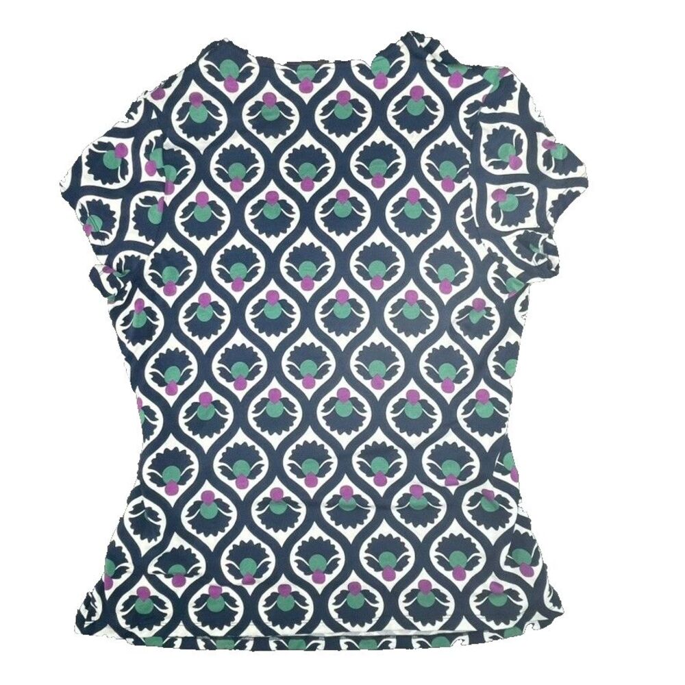 Boden ruched top womens sz 16/18 -navy geometric print stretchy for summer - Picture 12 of 12